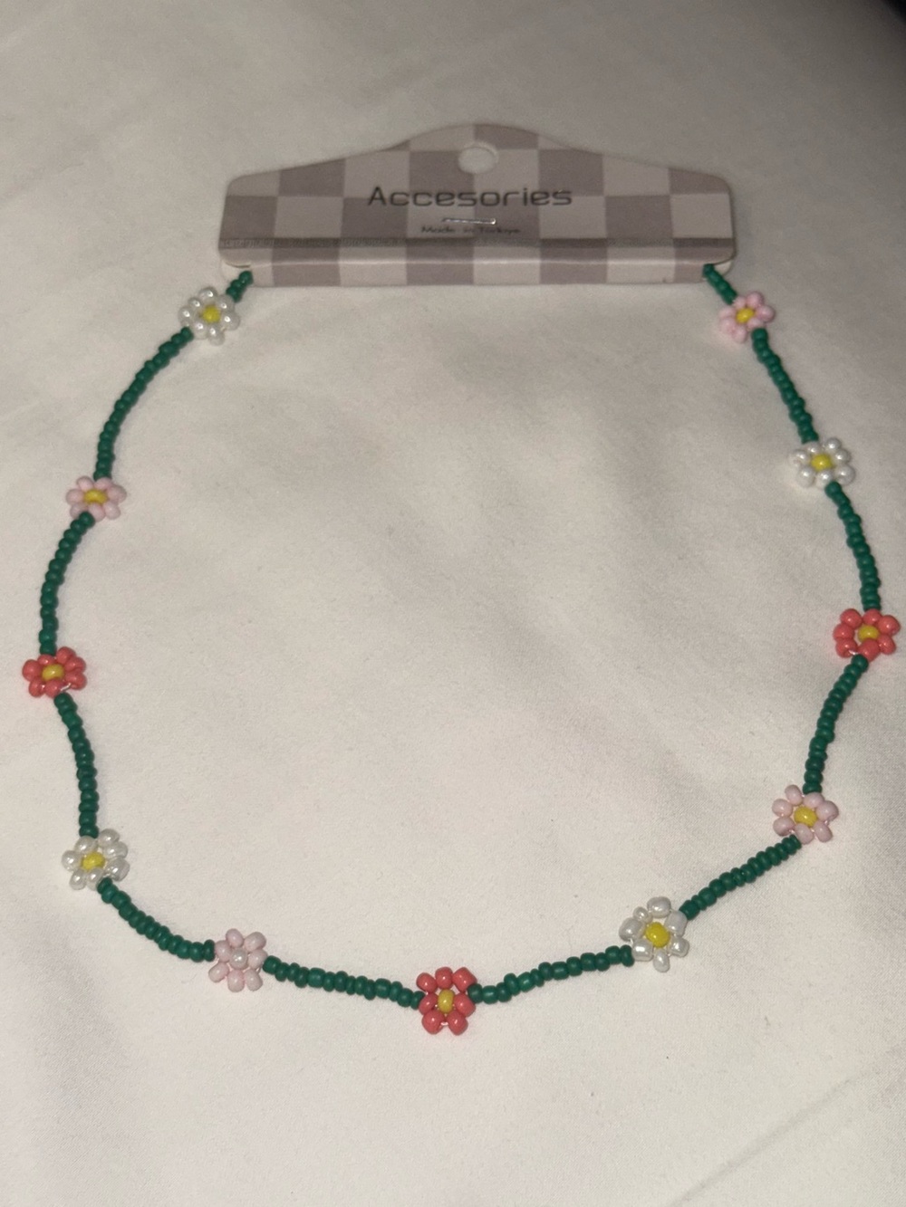Accessorize Green Beaded Flower Necklace